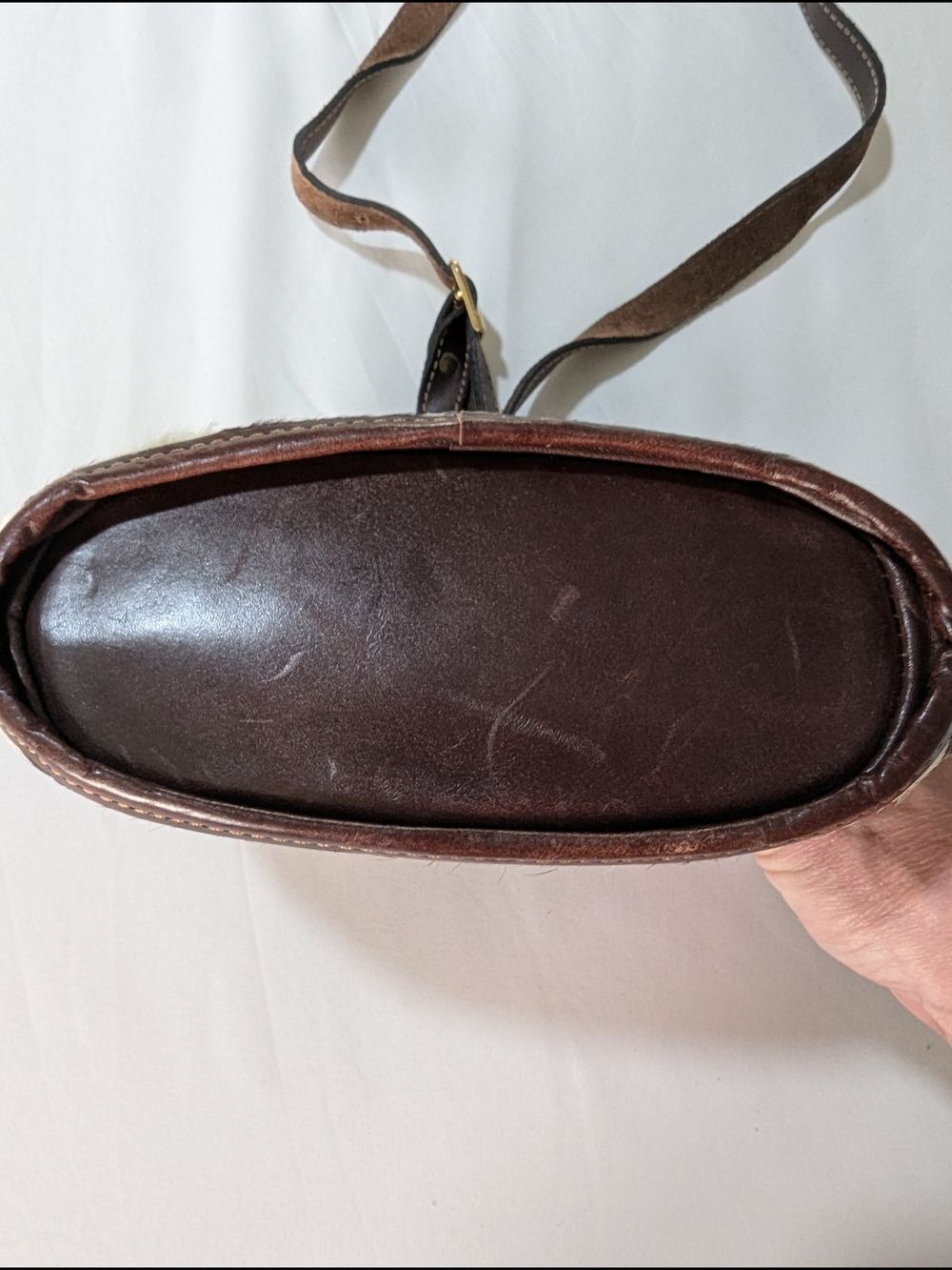 Brown Cowhide Leather Crossbody Bag - Picture 4 of 9